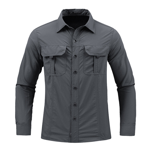 Long-sleeve quick-drying shirt, cool-feeling sun-protective shirt for men, spring and summer outdoor thin men's large size workwear