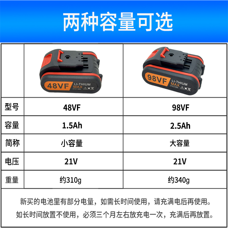 Cargador de destornillador eléctrico de batería de litio 48VF98 taladro eléctrico de litio taladro de pistola taladro eléctrico rotativo batería de taladro