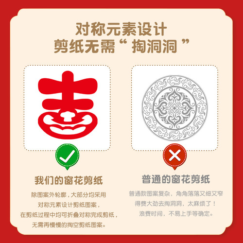 2024 New Year paper-cut window grilles diy children's handmade primary school students semi-finished manuscript Chinese wind dragon pattern