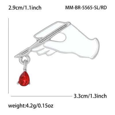 Creative Alloy Enamel Brooch Surgical Knife Medical Series Unisex Clothing Brooch Accessory Pin: BR5565 (Yaxa sancaqları) - white-k-red-5565-slrd