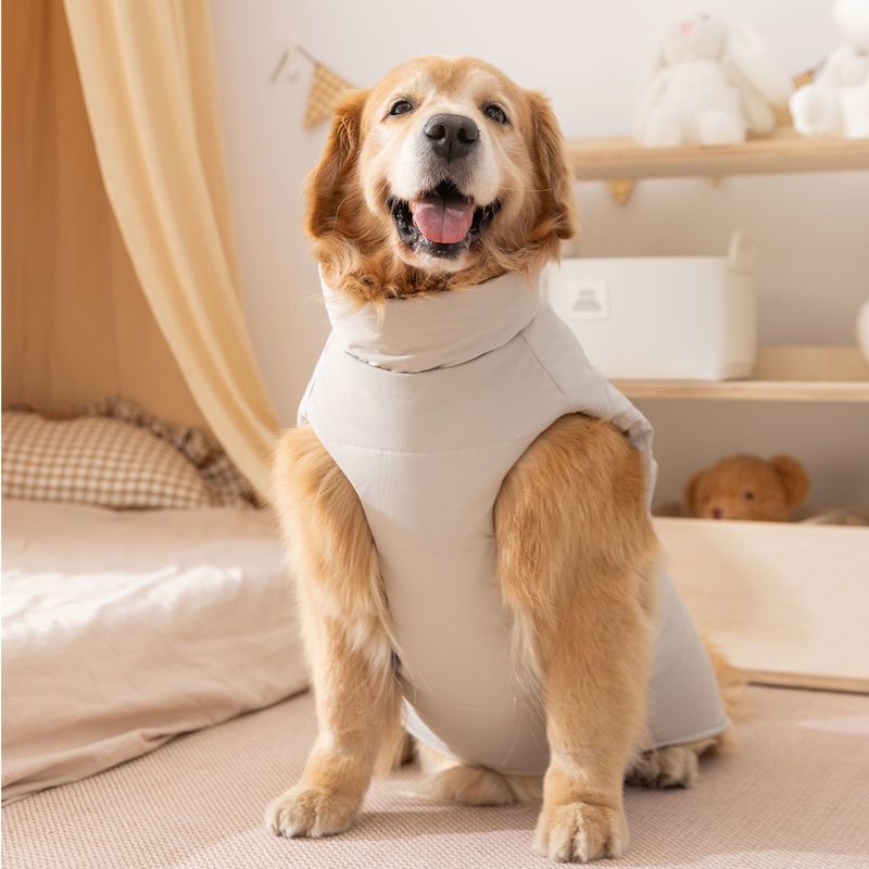 大狗狗宠物衣服秋冬季保暖边牧金毛中大型犬简约冲锋马甲狗狗衣服|undefined