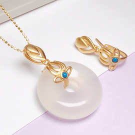 S925纯银吊坠扣银镀古法金玉环圆环夹扣小平安扣甜甜圈扣银扣diy