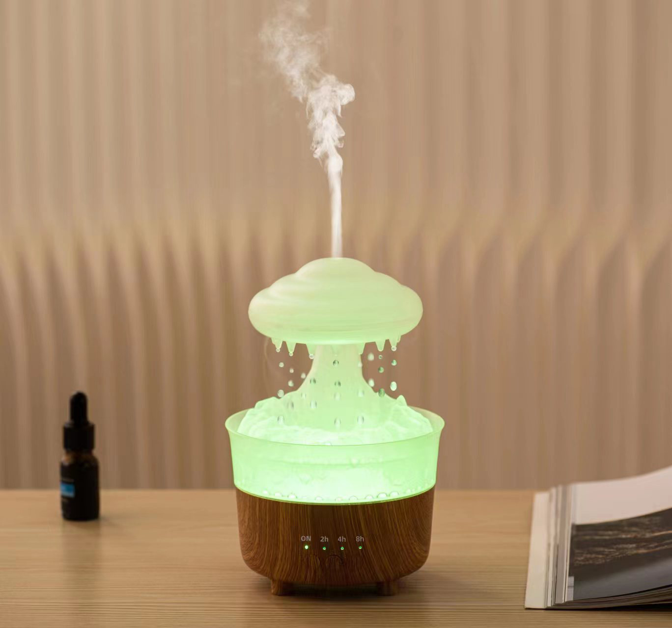 Humidificador de gota de agua transfronteriza personalizado de fábrica máquina de fragancia de madera doméstica de escritorio de control remoto de aceite esencial de diseño silencioso