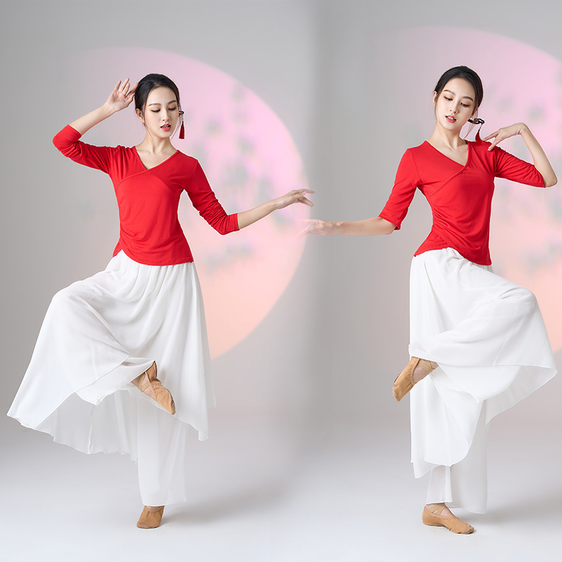 Classical Dance Clothing Set, Elegant Ethnic Dance Practice Performance Dance Clothing, Square Dance New Modal Top
