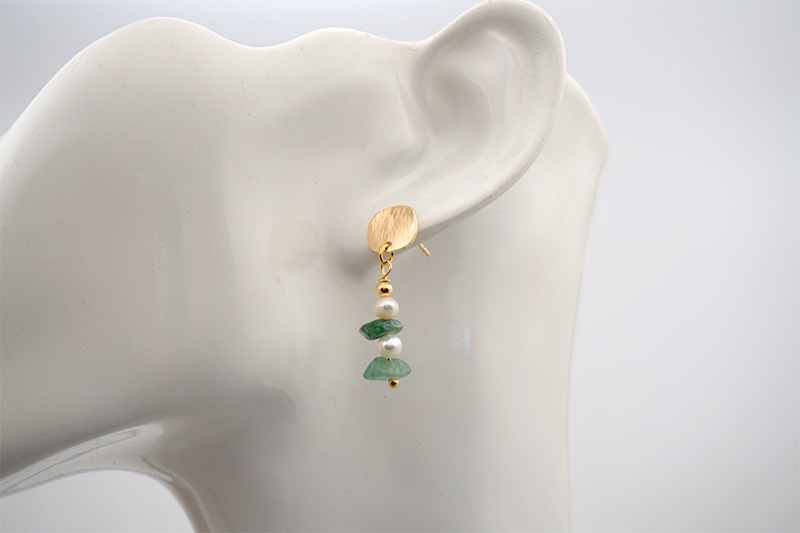 Fashion Irregular Pearl gravel Copper Beaded Drop Earrings 1 Pair