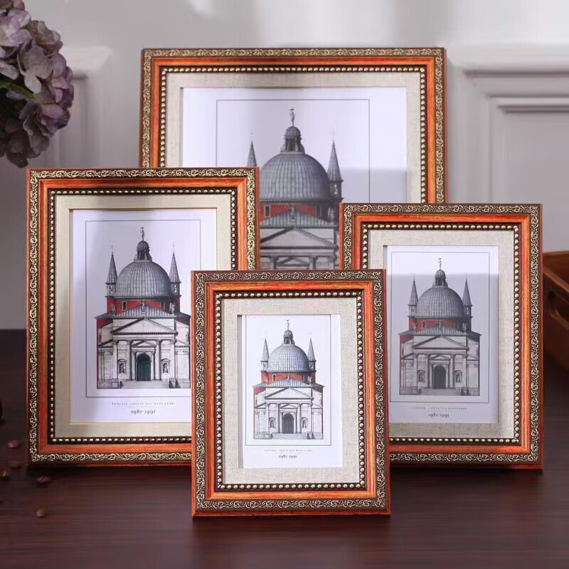 European-Style Retro Photo Frame Display Nostalgic 5 6 7inch Picture Frame 7inch Desktop A4 American Small Ornament Photo Frame