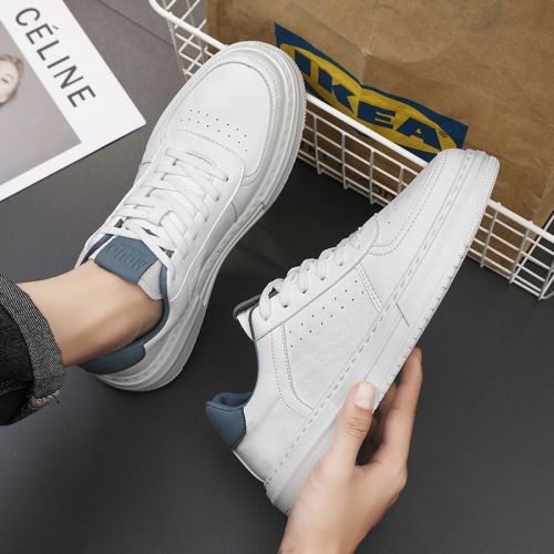 White Men's Shoes 2025 New Summer Breathable Trendy Versatile Men's Casual Leather Shoes Men's White Shoes Sports Sneakers