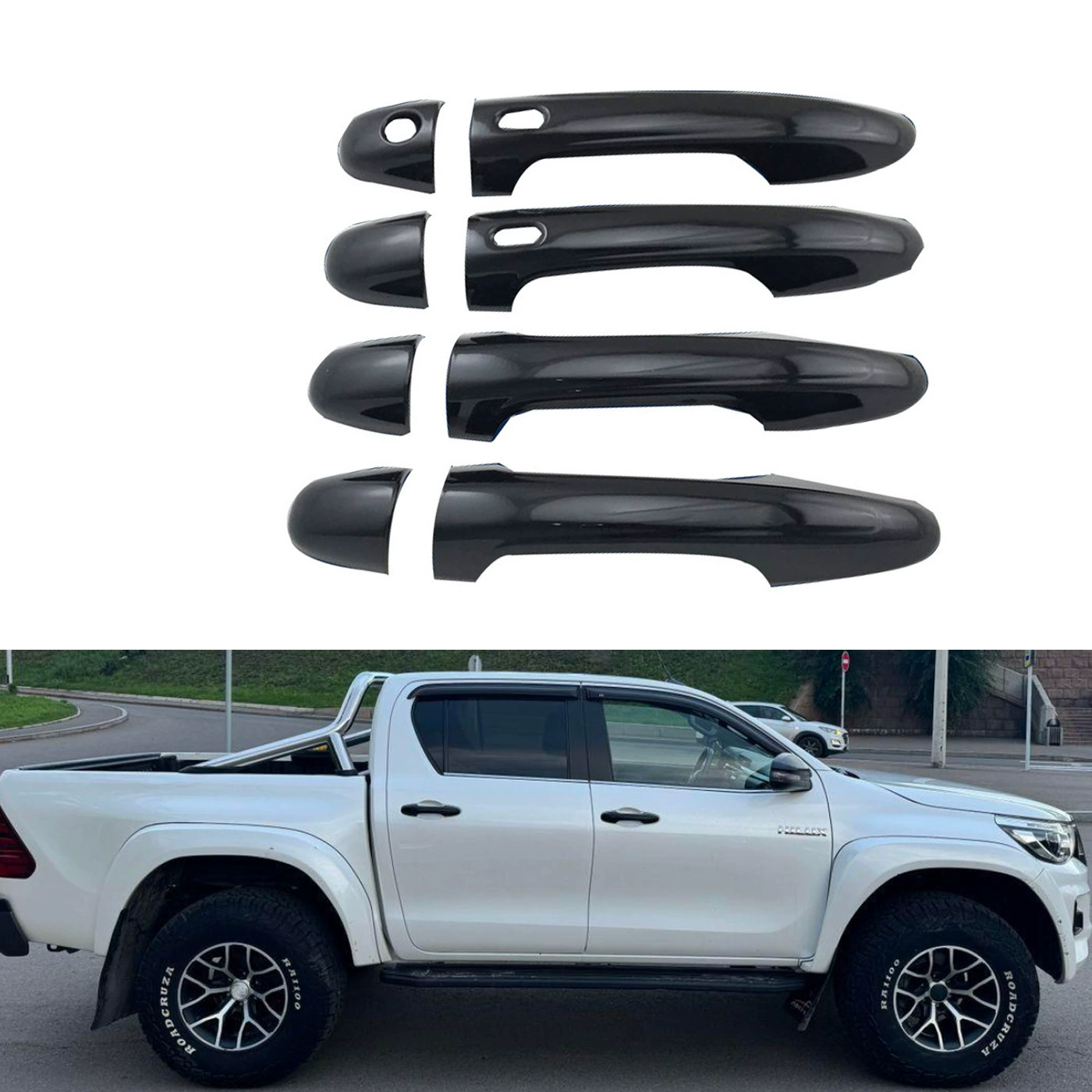 2020 HILUX REVO крышка ручки двери автомобиля Модифицированная внешняя отделка яркая черная ручка