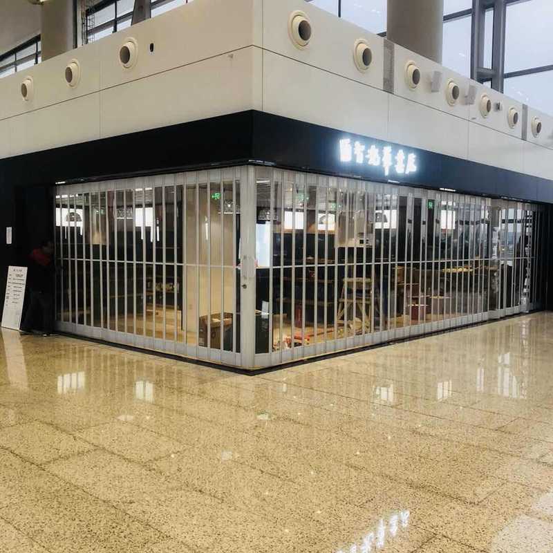 商铺铝合金水晶折叠门弧形推拉门透明吊趟门无下轨加厚耐用折叠式|undefined