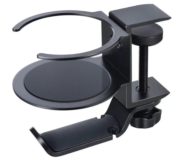 Molde privado sin perforar mesa tipo clip gancho auricular montado en la cabeza soporte para auriculares giratorio de 360 grados soporte para almacenamiento de artículos diversos