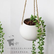 多肉植物吊兰花盆垂吊陶瓷壁挂盆悬挂吊盆挂垂吊创意