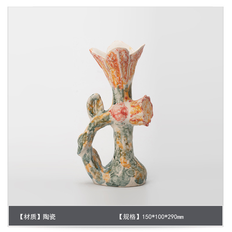 中世スタイルのセラミックフラワー花瓶装飾アートB&Bモデルルームゲストテーブルハイエンドフラワーアレンジメント装飾|undefined