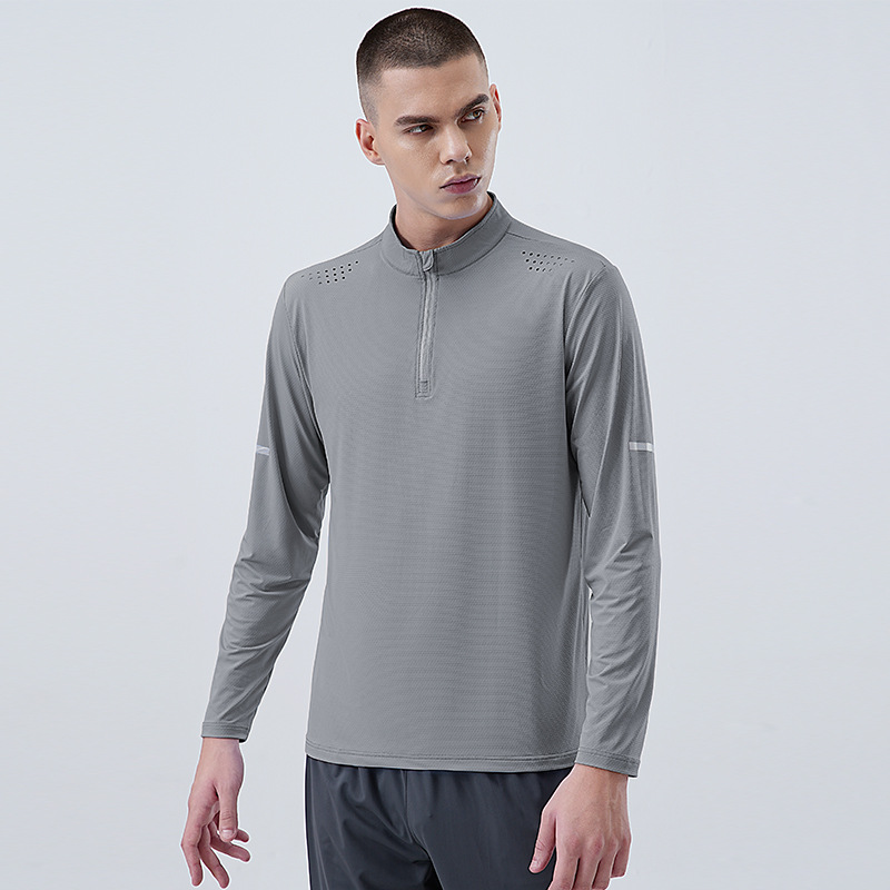 Primavera y otoño nueva manga larga media cremallera ropa de secado rápido deportes fitness suéter transpirable entrenamiento superior correr entrenador camisa