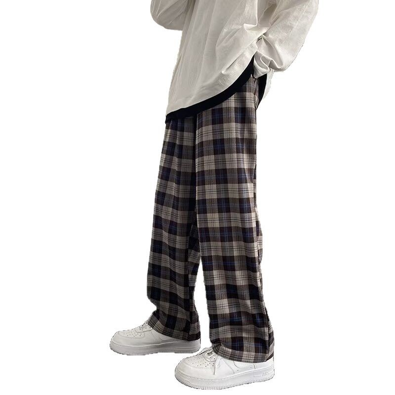 Fabricante de origen pantalones a cuadros retro estadounidenses pantalones de diseño pantalones casuales altos oversize pequeña fragancia a juego de colores
