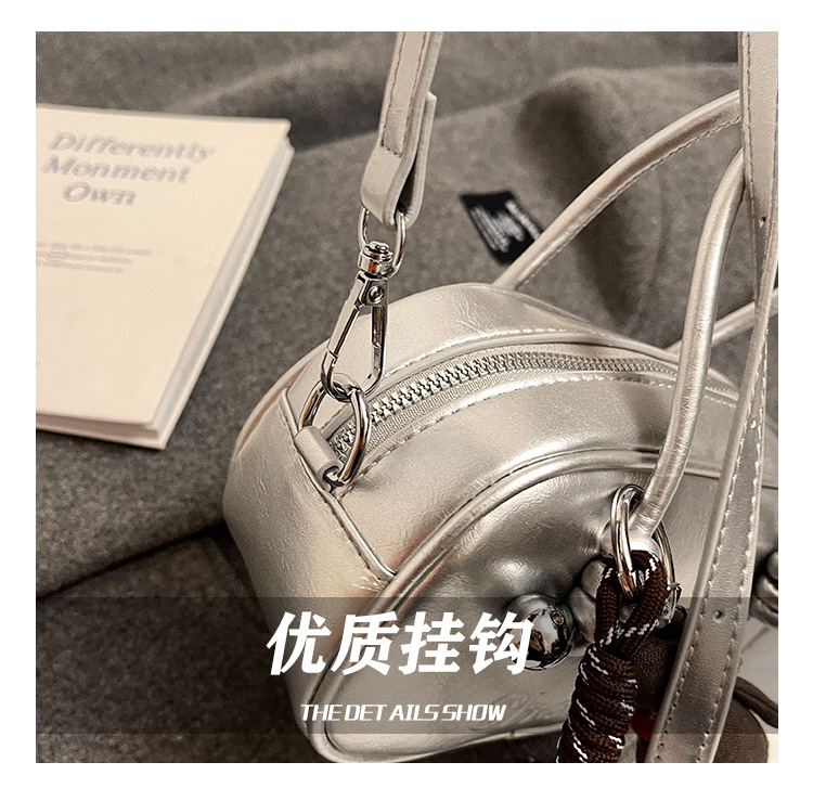 Retro soft leather solid color pillow bag for women, 2025 new trendy and fashionable single-shoulder crossbody bag, versatile hand-held bowling bag undefined