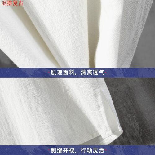 Summer Cotton Linen Short-Sleeve T-Shirt for Men Loose Fat and Large Chinese Style Retro Traditional Chinese Buttoned Collar Tangzhuang Half-Sleeve Top