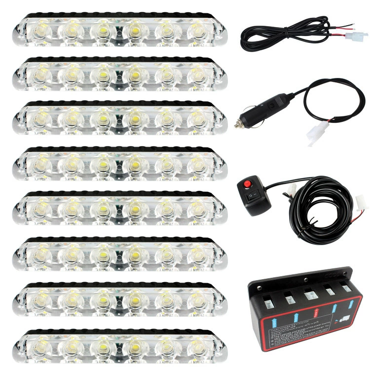 6LED восемь клип лампа автомобильная сетевая вспышка лампа 48LED открытый стробоскоп Решетка сигнальная лампа