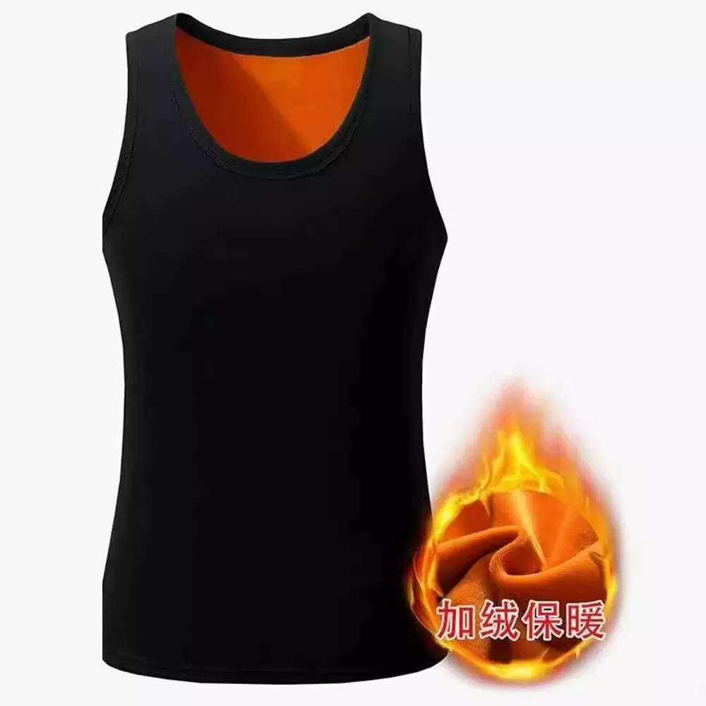 冬季男士黄金绒保暖背心加绒加厚打底内穿修身大码紧身坎肩马甲男