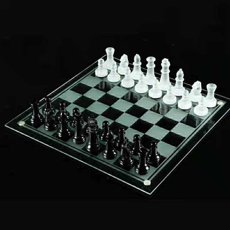 爆款精美水晶国际象棋玻璃象棋时尚桌游游戏商务礼品黑色棋子象棋