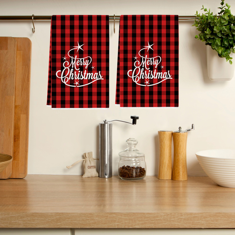 Christmas Kitchen Towel Decoration Red Buffalo Plaid Bell Dish Washing Towel Kitchen Wash Wash Hand Towel Christmas Kitchen Towel Decoration Red Buffalo Plaid Bell Dish Washing Towel Kitchen Wash Wash Hand Towel