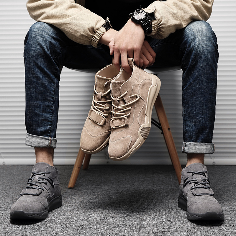 2022男鞋秋季休闲皮鞋反绒真皮工装鞋休闲鞋子男潮百搭马丁靴批发|ms