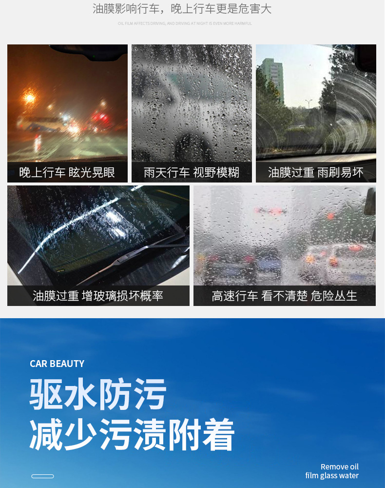 Topbit Oil Film Remover Car Windshield Cleaner Oil Film Cleaning Agent Glass Oil Film Cleaner Beauty Care