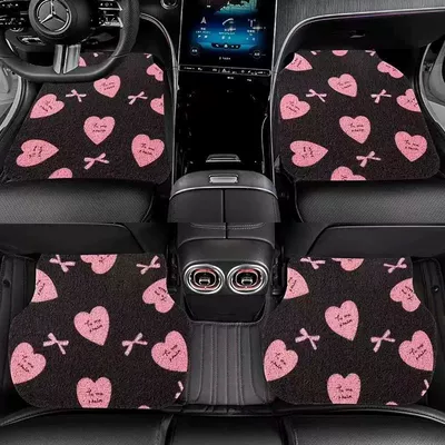 Avtomobil döşəmə paspasları — wear-resistant, easy to maintain - black-heart-full-set-60505050cm-silk-loop-four-piece-set