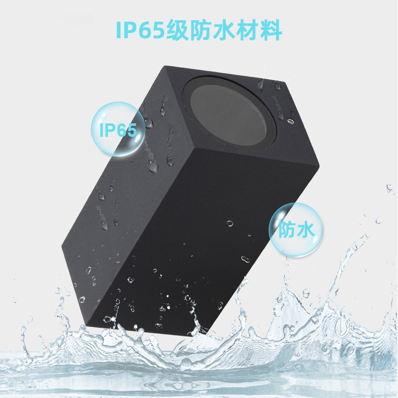Led cuadrado exterior lámpara de pared impermeable Gu10 hacia arriba y hacia abajo pared exterior de la villa patio de lavado de pared pasillo simple doble cabeza de luz
