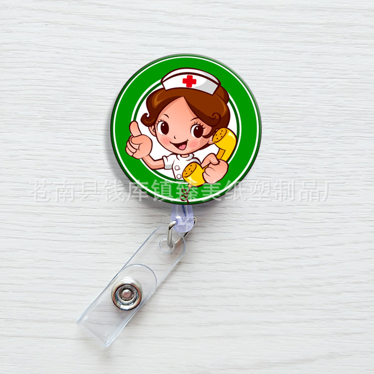 Nueva linda moda coreana de dibujos animados hebilla fácil de tirar tarjeta de trabajo clip de insignia certificado hebilla telescópica clip de insignia al por mayor