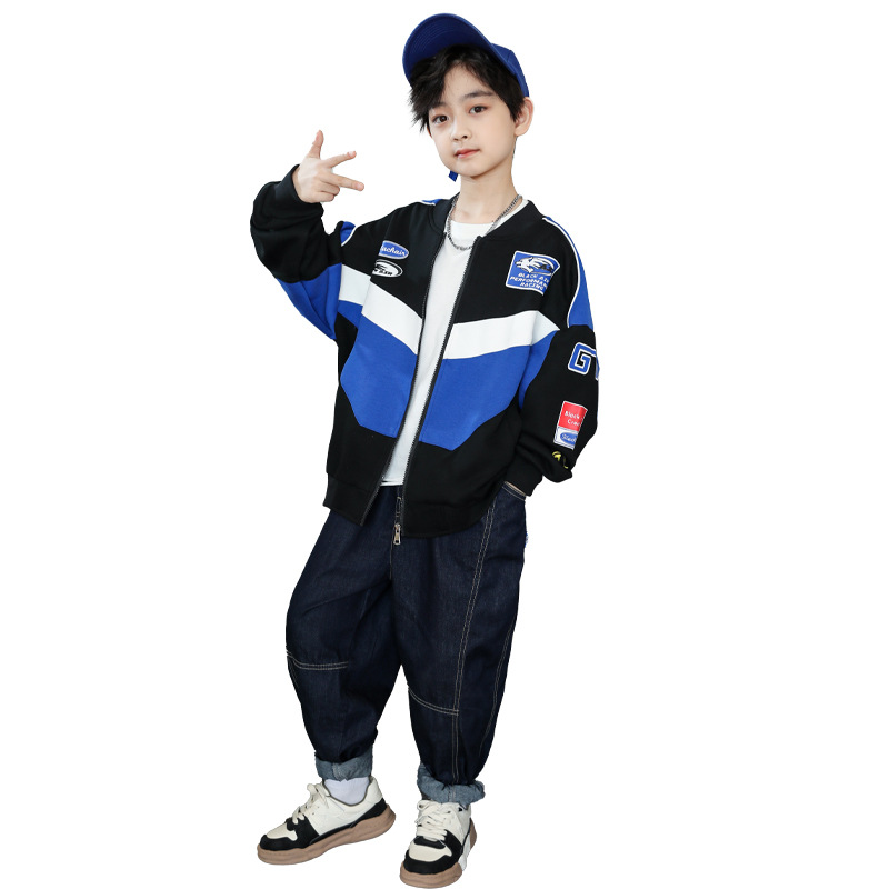 아동복 소년 봄코트 2024 새 야구 세트 봄 · 가을 쿨한 세트 한국 스포츠옷
