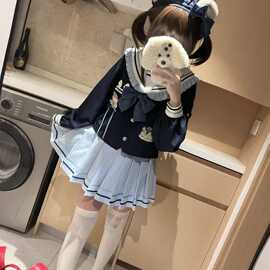 女童套装春秋2026新款儿童秋装女大童海军领JK水手制服百褶连衣裙