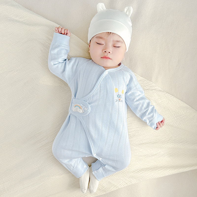 Ropa de bebé recién nacido para primavera, otoño y principios de invierno, 100% algodón puro, pelele estilo kimono de capa base fina para bebés de 3 meses, mono para recién nacido. image 9