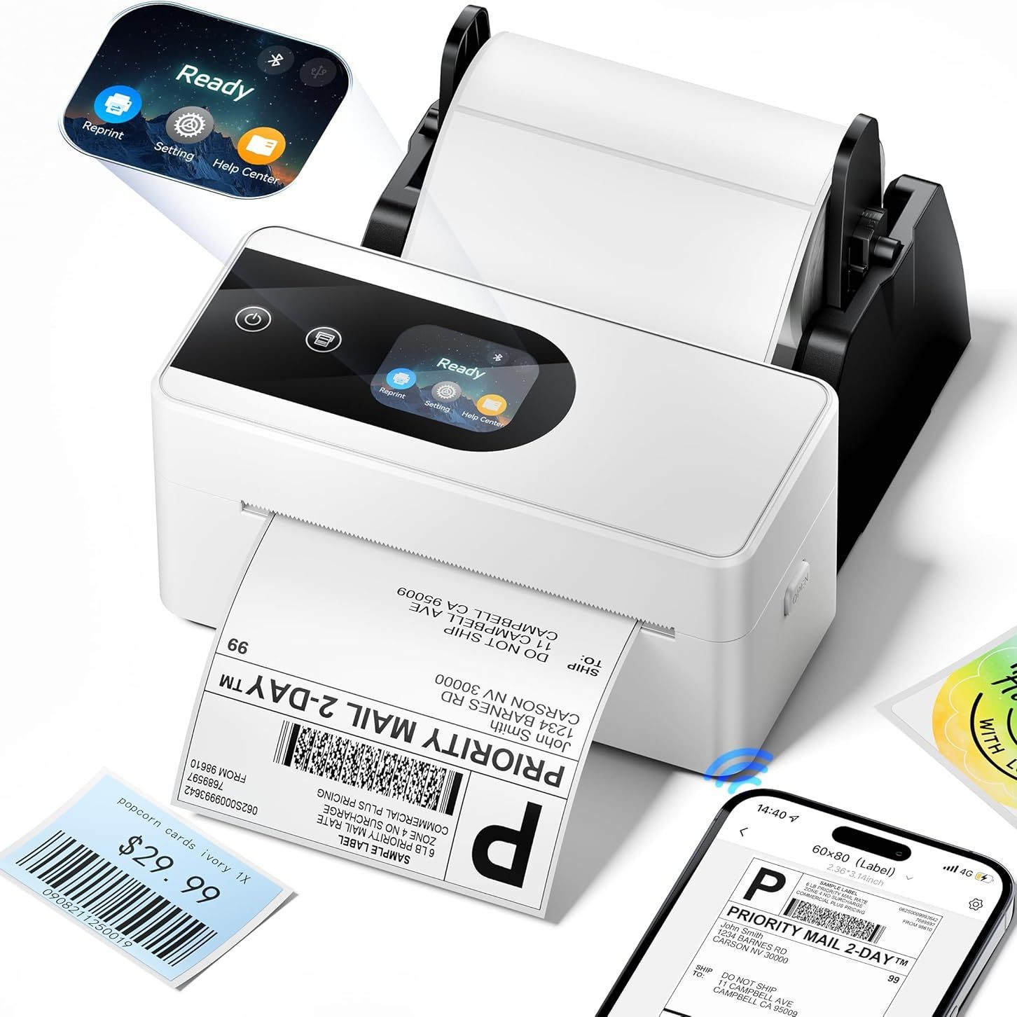 Impresora Térmica de Etiquetas PM64D Bluetooth Sin Tinta para Envíos Exprés