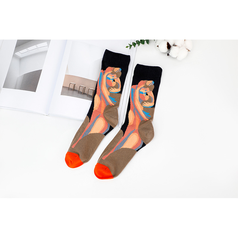 2025d „Neue“ Baumwollsocken der französischen Serie, wadenlang, 32-fädig, Einzelnadel, feiner Jacquard_voghion.com