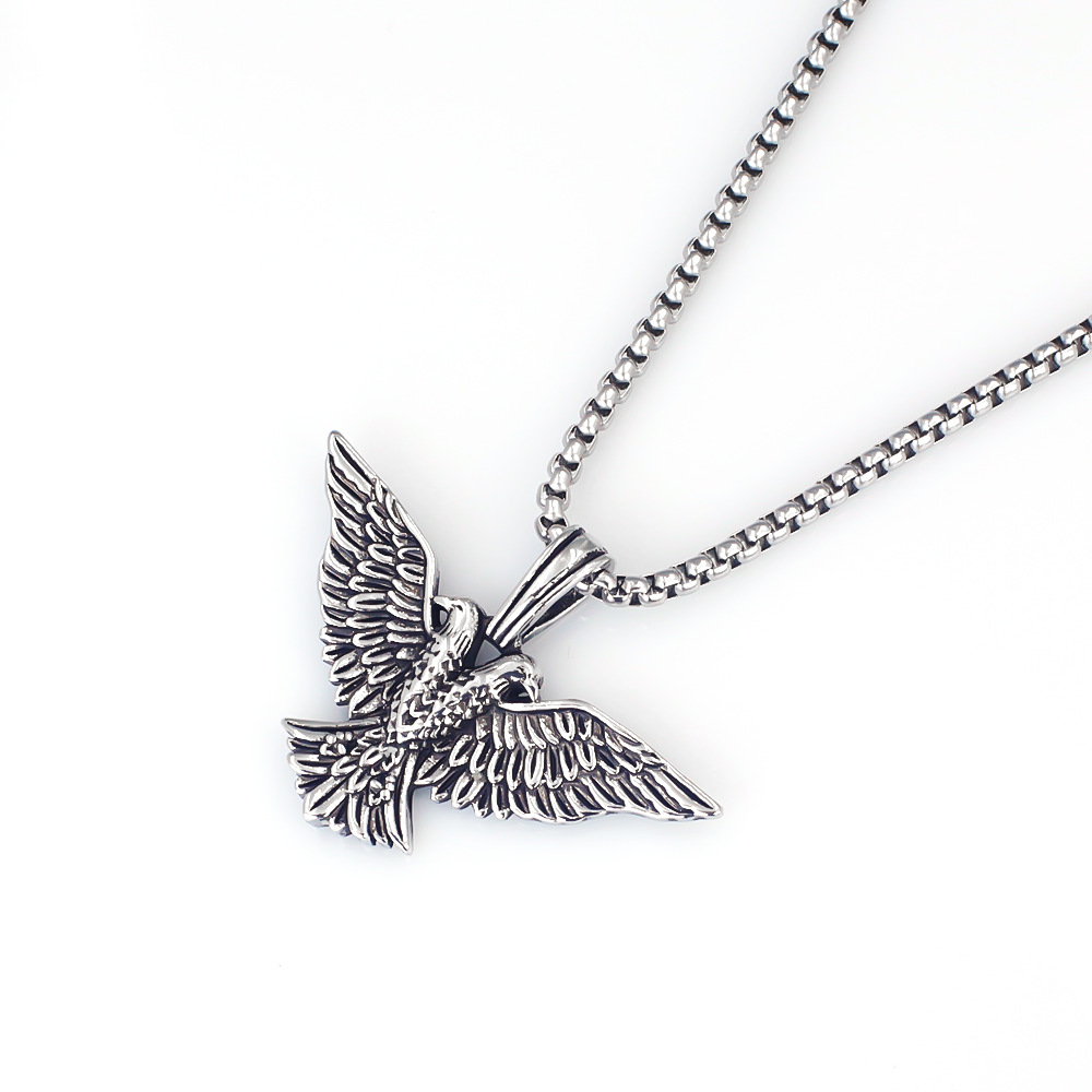 Collier pendentif ailes d'ange gothique en acier inoxydable_voghion.com