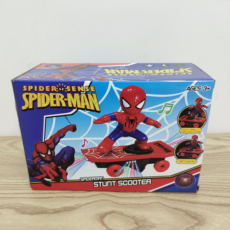 Cool Spider-Man juguete colorido Spider-Man truco scooter automático Spider-Man juguete eléctrico juguete de los niños