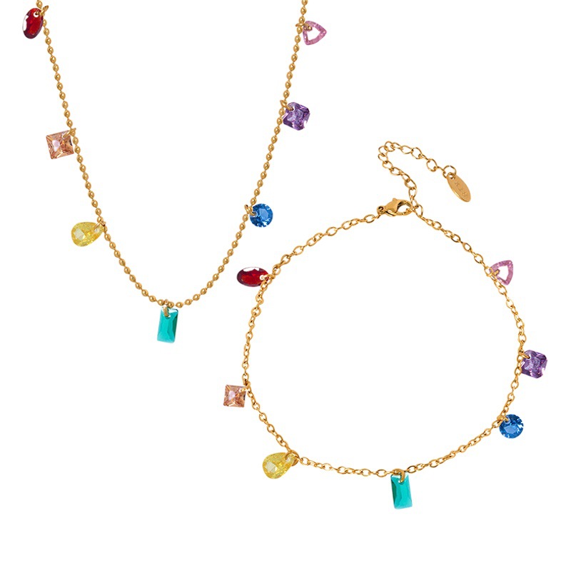 Personalizado estilo pastoral borla Cruz cadena collar con incrustaciones de circón pulsera dulce fresco electrochapado oro real joyería traje