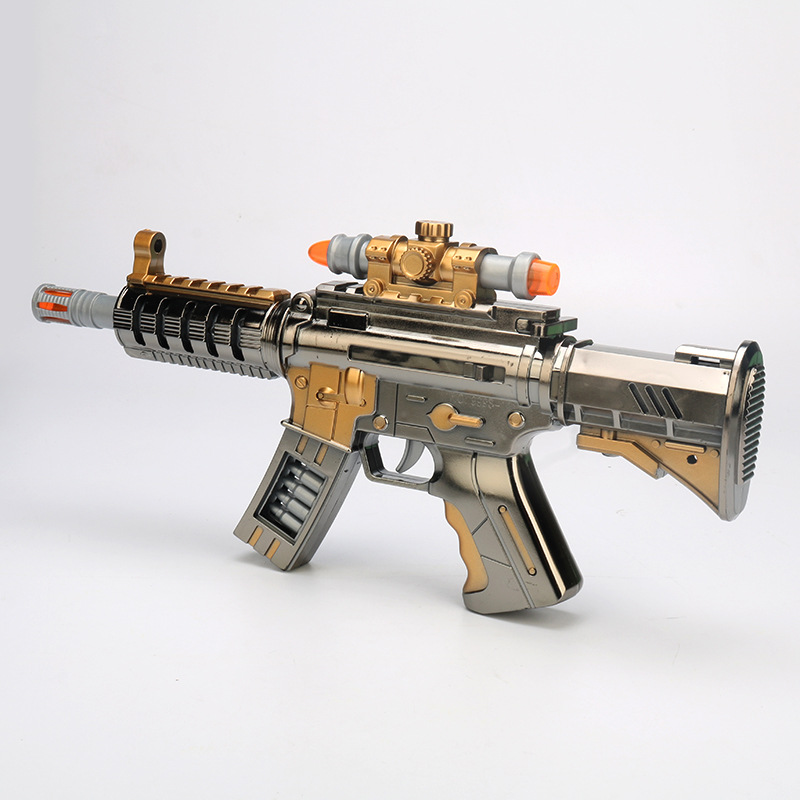 Pistola de juguete eléctrica para niños, vibración telescópica, luz de música, ametralladora, juguetes para niños, puñeta de ocho tonos, mercado nocturno