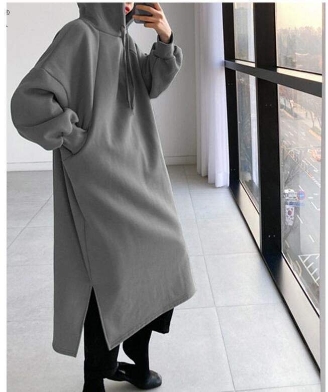 Women's Hoodie Long Sleeve Hoodies & Sweatshirts Slit Fashion Solid Color display picture 1