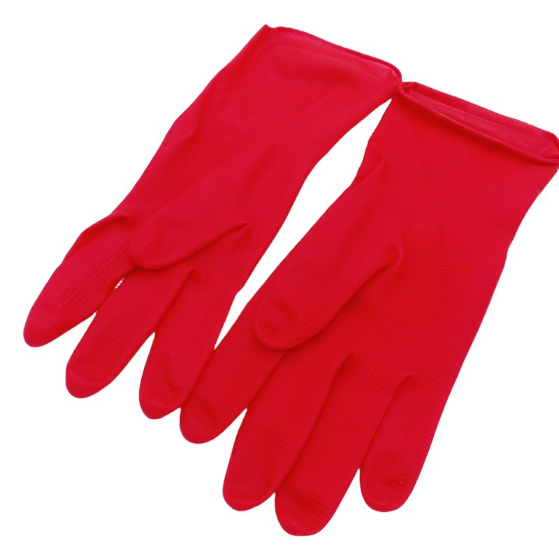 L4337 2 yuanes tienda guantes de goma durable tendón de la carne de vacuno guantes de látex de goma a prueba de agua para el hogar lavado de platos de limpieza 2 yuanes image 1