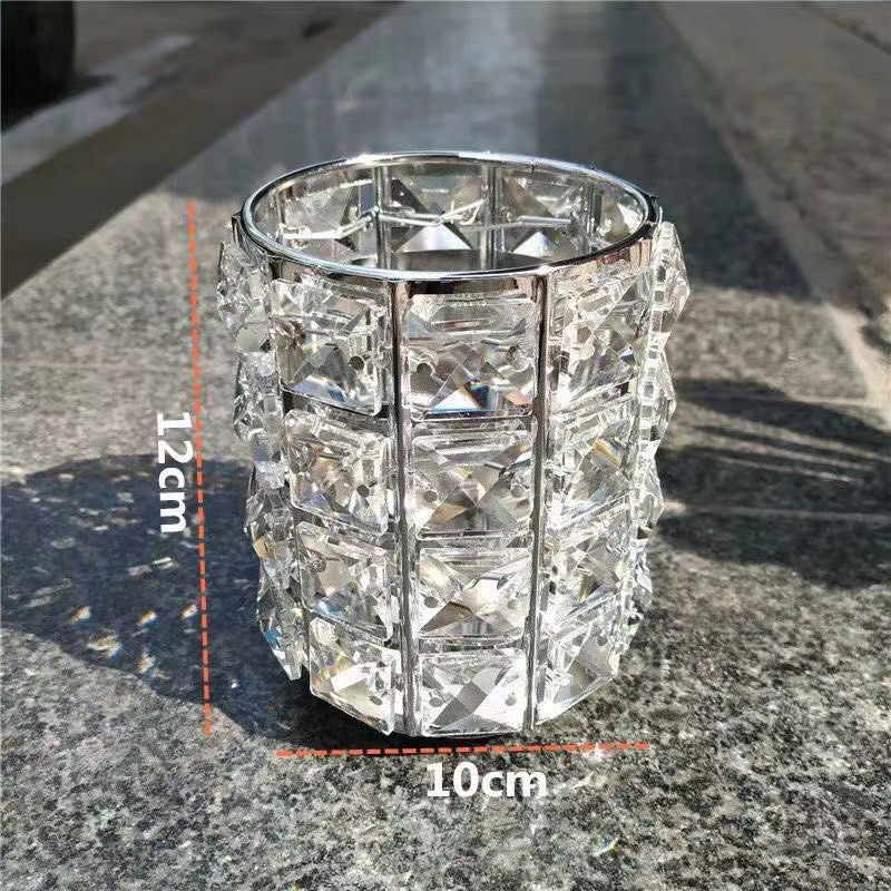 Venta caliente de cristal europeo pluma titular maquillaje cepillo tubo de almacenamiento de escritorio tocador tienda de uñas belleza ceja cepillo cubo al por mayor