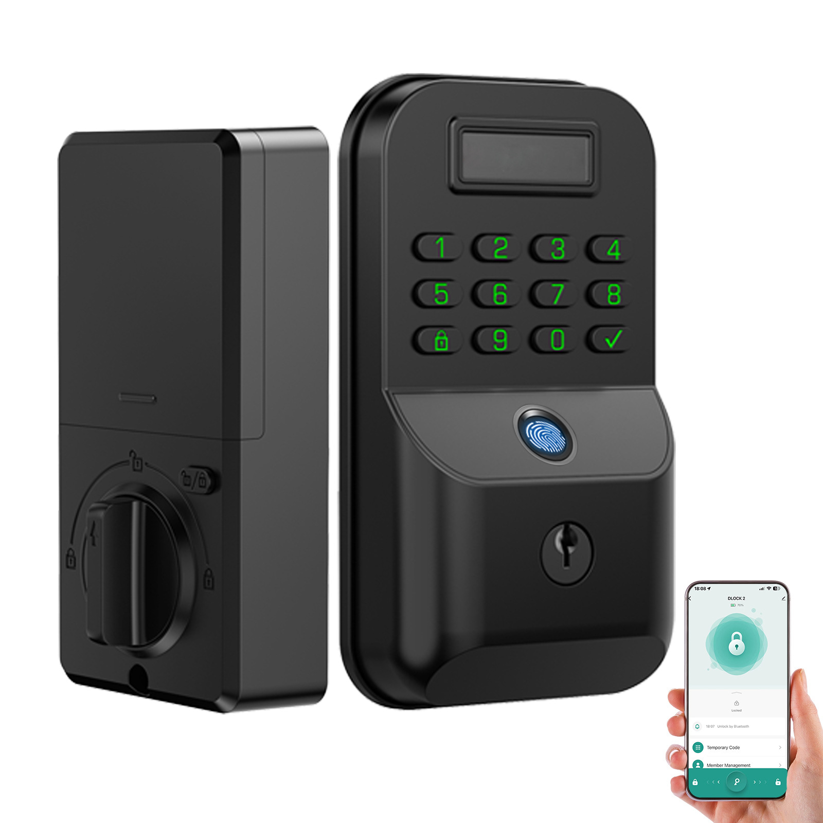 Modelo K9 de huella dactilar, completamente negro, con diseño graffiti y Bluetooth (cotización inmediata).