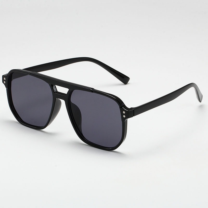Gafas de sol vintage de doble puente, estilo transfronterizo, modernas y sencillas, con montura grande y lentes de estilo oceánico.