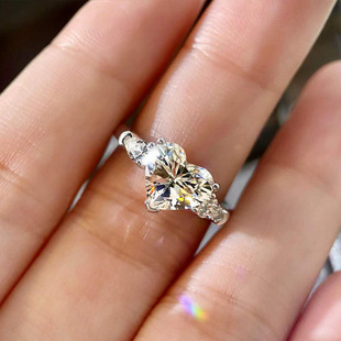 Cao shi cubic zirconia lovely water drop rings heart-shaped princess queen temperament ring stall hot sale