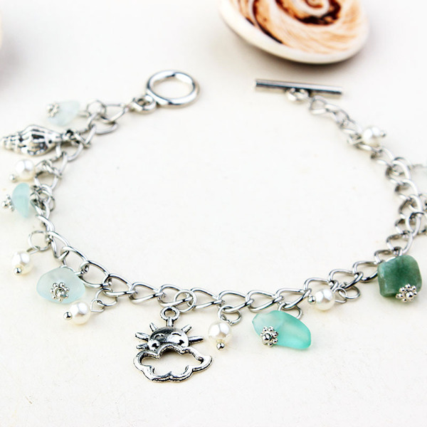 Sapphire ankle bracelet pearl for yoga