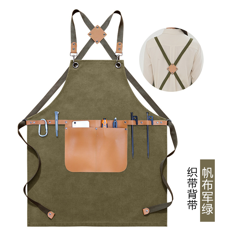 Comercio exterior delantal de lona gruesa logotipo personalizado industria pesada máquina reparación electricista carpintería ropa de trabajo delantal fábrica al por mayor personalizado