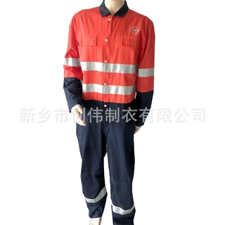 阻燃连体工服 贡缎全棉防静电阻燃连体服 后整理阻燃工装 可外贸