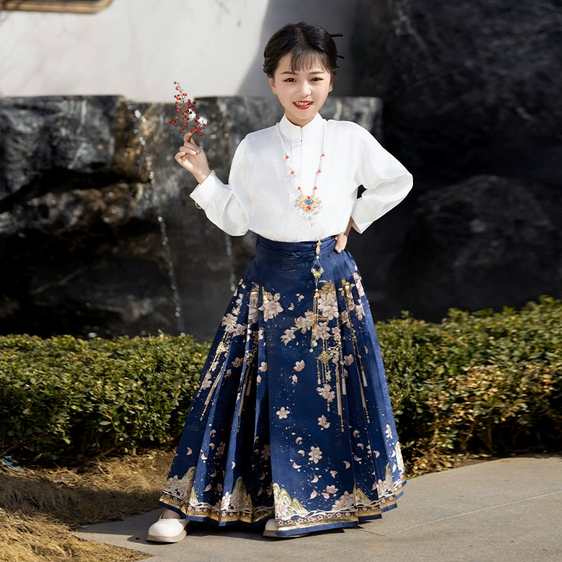 Юбка, Hanfu, летняя одежда, детский набор, китайский стиль, для подростков