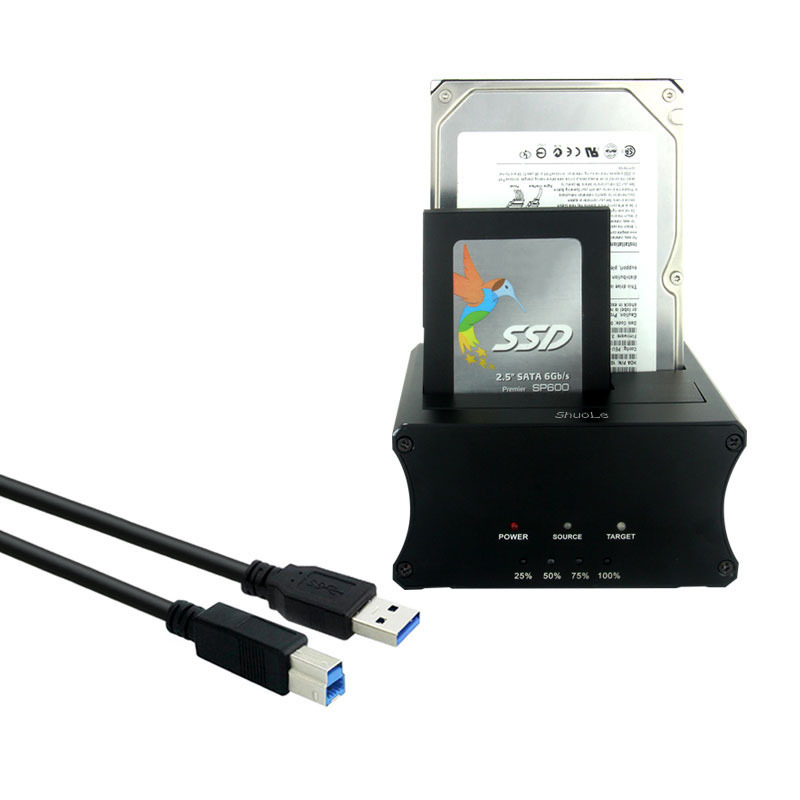 USB3.0 dual hard drive base 2.5/3.5 inch serial port copy computer-free cloning system hard drive base