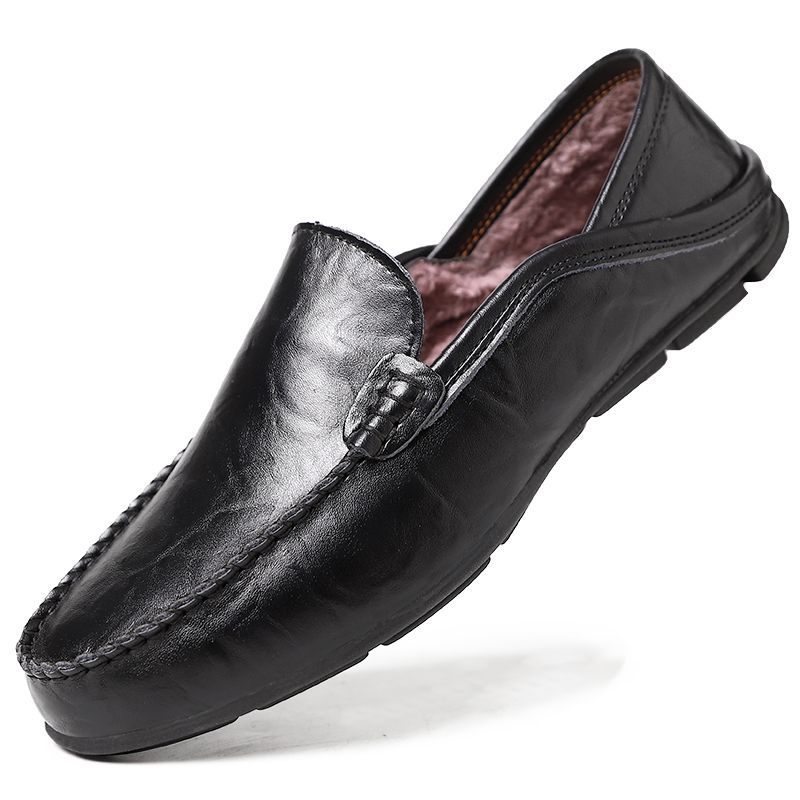 20138 zapatos de algodón, zapatos de cuero casuales para hombres, zapatos planos de conducción de otoño, zapatos de hombre de talla grande y perezosos británicos Doudou